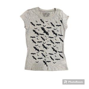 2/$12 💥 EUC (L) Rocker by All Access Girls Grey/Black Graphic  Bat Tee (1305)